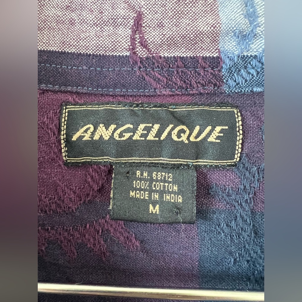 Vintage Paisley Plaid Cotton Button-Down Shirt Medium - Picture 3 of 4